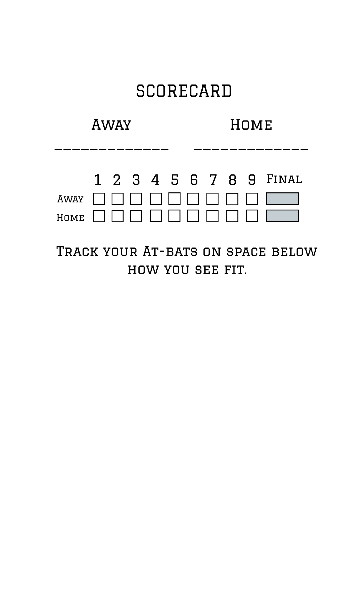Baseball scorecard